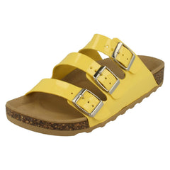 Ladies Spot On Three Buckle Mules