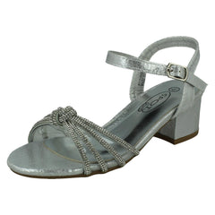Girls Spot On Ankle Strap Diamante Sandals H1121