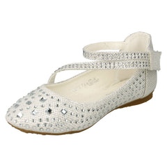 Girls Spot On Glitter Flat Ballerina Party Shoes H2335