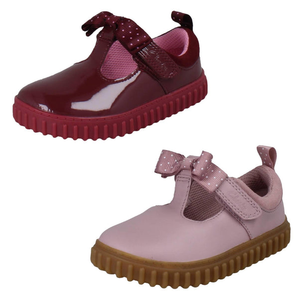 Girls Clarks Casual T-Bar Shoes Cove Bow T