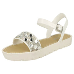 Ladies Savannah Diamante and Jewel Trim Flat Mules