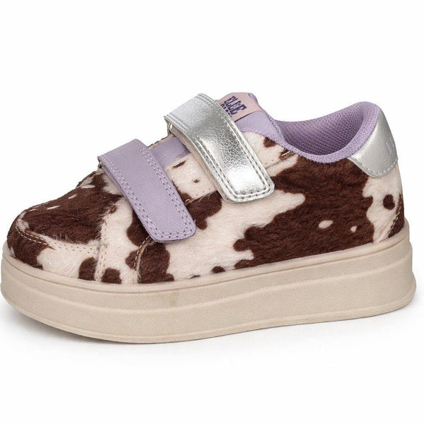 Girls Elle Sport Cow Print Lace Up Comfy Trainers H2724