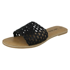 Ladies Leather Collection Flat Weave Mule Sandals