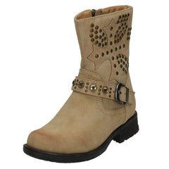 Girls Spot On Biker Style Studded Boots