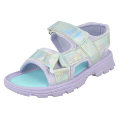Girls Spot On Hook & Loop Strap Reflective Rainbow Sandals H0369
