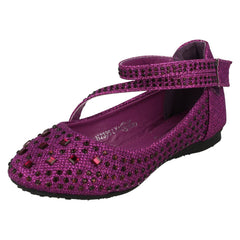 Girls Spot On Glitter Flat Ballerina Party Shoes H2335