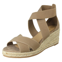 Ladies Savannah Elasticated Strap Wide Fit Wedge Heel Sandals F2308