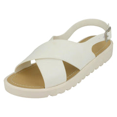 Ladies Spot On Low Slingback X Vamp Sandal