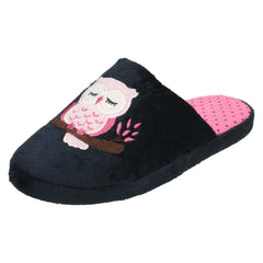 Ladies Spot On Owl Print Mule Slipper