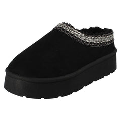 Ladies Spot On Wide Fit Stitch Pattern Slipper Shoes F4470