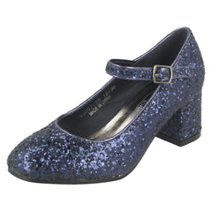 Girls Spot On Heeled Sparkly Dolly Shoes H3057