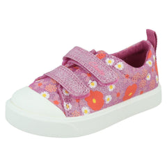Girls Clarks Pattern Detailed Canvas Shoes City Bright