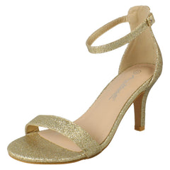 Ladies Spot On Wide Fit High Heeled Evening Sandals F12121