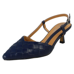 Ladies Spot On Woven Low Heel Shoes F00488