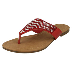 Ladies Savannah Flat Diamante Toe Post Sandals