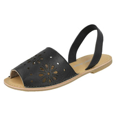 Ladies Leather Collection Flower Design Mules