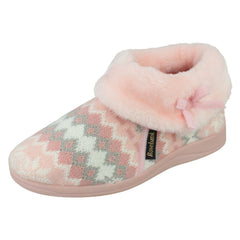 Ladies Rosebank Memory Foam Norwegian Print Bootee Slippers Penny