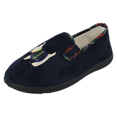Ladies Padders Wide Fitting Slippers With Dog Detail Dandie