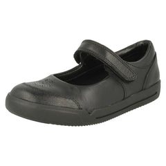 Girls Clarks Punched Floral Detail School Shoes Mini Sky
