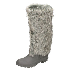 Ladies Spot On Flat Fur Upper Wellington Boots