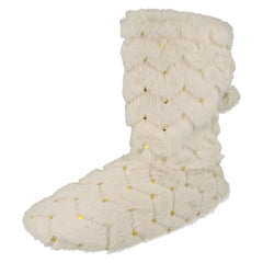 Ladies Spot On Sequined Slipper Boots
