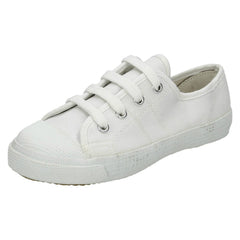 Mens Spot On Canvas Lace To Toe White Pumps
