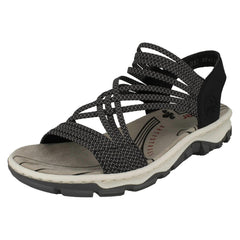 Ladies Rieker Elasticated Cross Detailed Strappy Sandals 68888