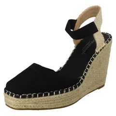 Ladies Savannah High Wedge Espadrille Slip On Summer Shoes Sandals F2305