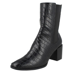 Ladies Spot On Chunky Blocked Heel Ankle Boots F51128