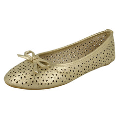 Girls Spot On Cut Out Detail Ballerina Flats