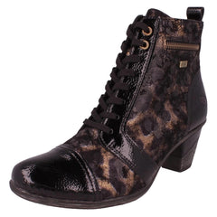 Ladies Remonte Metallic Print Heeled Boots D8797