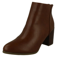 Ladies Block Heel Ankle Boots with Back Zip F51233