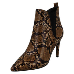 Ladies Spot On Snake Print Ankle Boots F50990