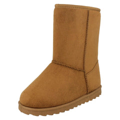 Girls Spot On Mid Leg Faux Fur Fleece Lined Boots