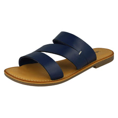 Ladies Leather Collection Flat Strappy Mules F00350