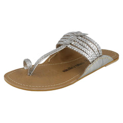 Ladies Leather Collection Flat Toeloop Braided Sandals F00077