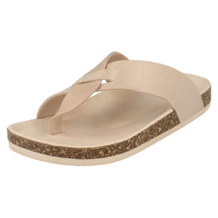 Ladies Spot On Open Toe Cork Effect Flatform Sandal