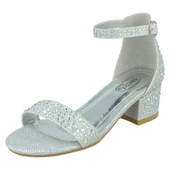 Girls Spot On Mid Block Heel Sandals H1112