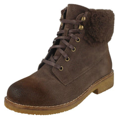 Ladies Spot On Fur Collar Ankle Boots