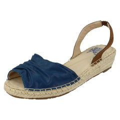 Ladies Flowers Wedge Heel Slingback Ruched Vamp Sandals