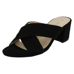 Ladies Anne Michelle Mid Heel X Strap Vamp Mule Sandals