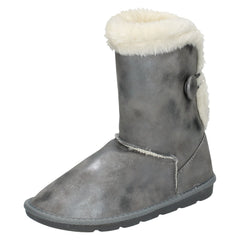 Girls Spot On Faux Fur Lined Winter Boots