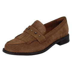 Ladies Clarks Suede Stud Detailed Loafers Hana Loafer