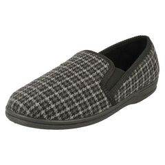 Mens Spot On Check Detail Gusset Slippers Mason