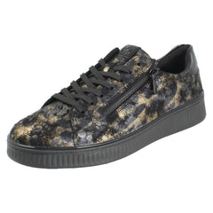 Ladies Remonte Floral Leaf Pattern Leather Trainers D2E02