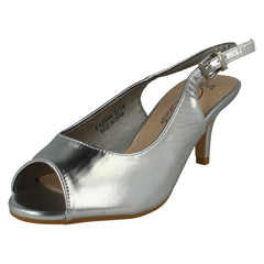 Ladies Spot On Peep Toe Buckle Sling Wide Fitting Sandals F12045
