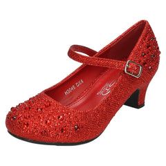 Girls Junior Spot On Sparkly Kitten Heel Party Shoes