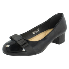 Ladies Spot On Block Heel Formal Wide Fit Court Shoes  F90151