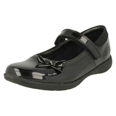 Girls Clarks Hook & Loop Bow School Shoes Venture Star