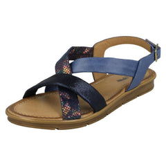 Ladies Leather Collection Flat Slingback Sandals